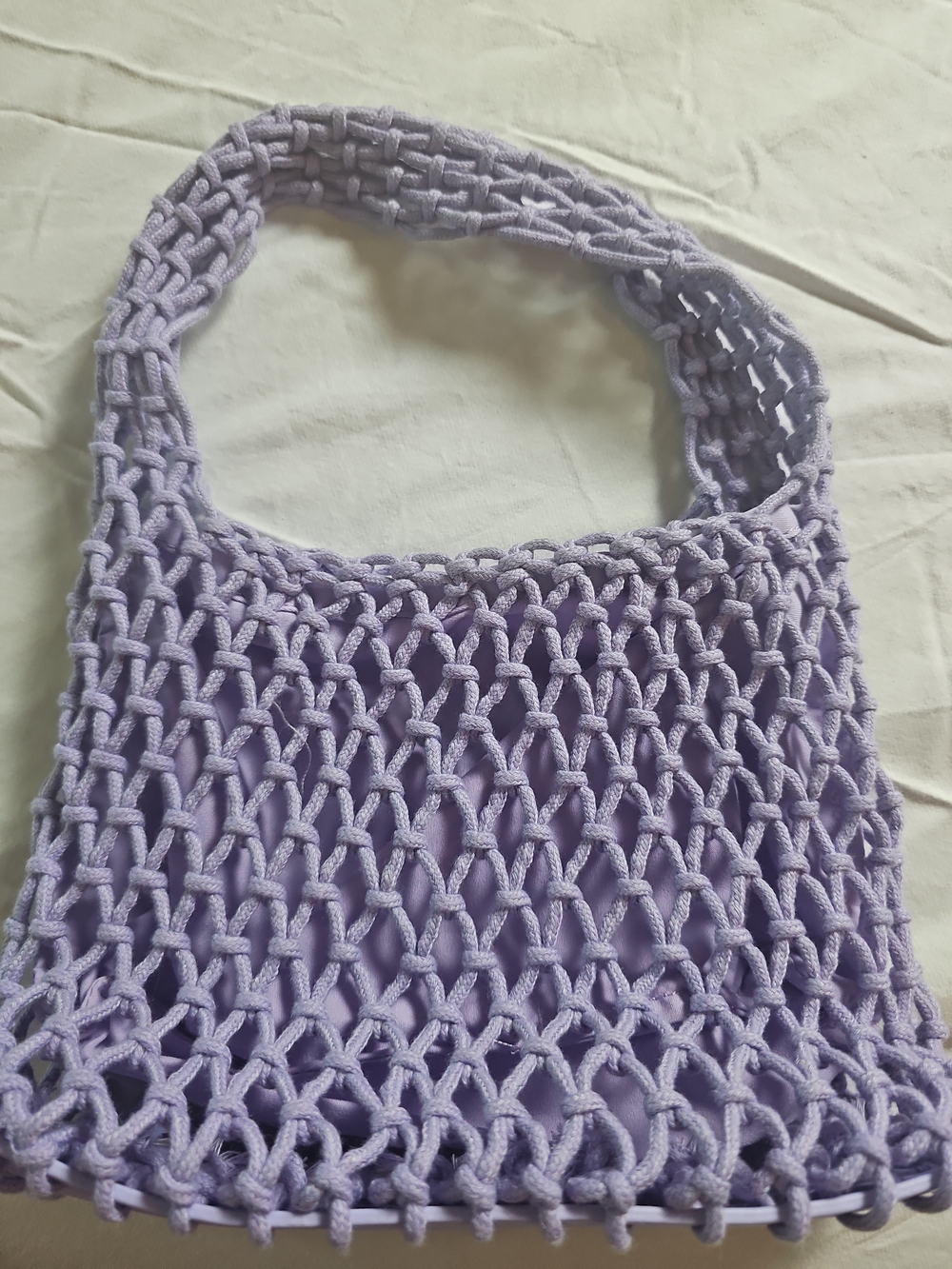 💜 Lavender Woven Net Bag | Small Shoulder Tote | Fits Phone | Trendy Aesthetic